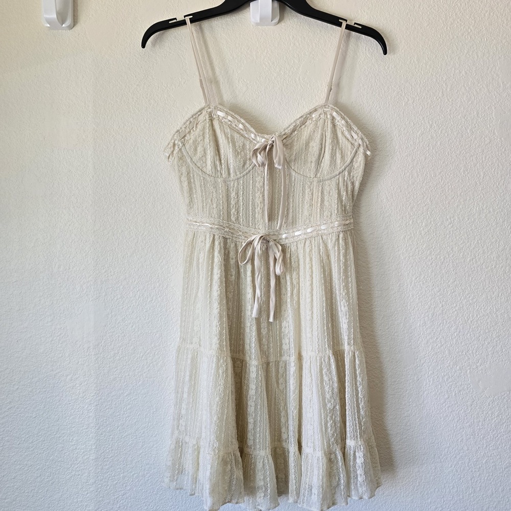 Women's Lace Dress Sz Med Fairy Whimsy Coquette Babydoll Festival Boho Gypsy Y2k - Picture 2 of 12